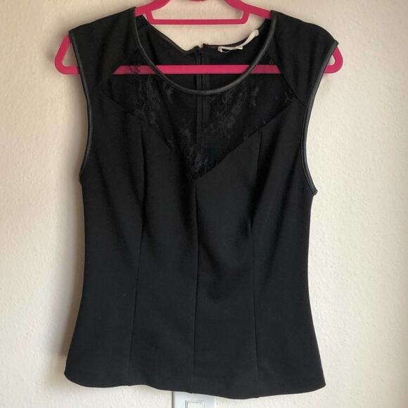 Robbie & Nikki Black Seamed Lace-Inset Top - Picture 2 of 6